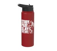 Study Pray Slay The Day Christian Warrior Proverbs 2:6 Stainless Steel Insulated Water Bottle