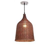 Study Rattan Weaving Pendant Light,Hand Woven Bamboo Chaner for Living Room Dining Room Decor,Adjustable Height Wicker Light Fixture (B 28X40CM)
