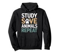Study Save Animals Repeat Vet Student Pullover Hoodie