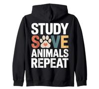 Study Save Animals Repeat Vet Student Zip Hoodie
