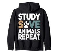 Study Save Animals Repeat Vet Student Zip Hoodie