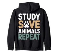 Study Save Animals Repeat Vet Student Zip Hoodie