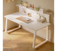 Study Table Computer Desk - Integrated Office Writing Desk with Double Storage Space - Perforated Plate Design, 100cm (39.4in) for Home & Bedroom