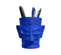 Study Table Pen Holder Stationery Organizer, Blue | Fashion Shape Inspired Face Design Pencil Cup with Sculpted 3D Printed Detail