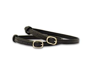 Stübben STEELtec Leather spur strap in black and brown 1118, colour: black/stainless steel