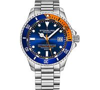 Stührling Mens Swiss Automatic Stainless Steel Professiona Dive Watch, 200 Meters Water Resistant, Safety Clasp Screw Down Crown