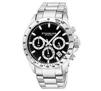 Stührling Original Men’s Chronograph Watch Stainless Steel Bracelet with Screw Down Crown and Water Resistant to 100 M. Analog Dial Quartz Movement, Silver-B, Chronograph,Quartz Movement