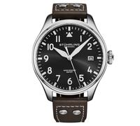 STÜHRLING Original Men's Airman 4078 43mm Quartz Pilot Watch - Sunray Dial, Riveted Leather in Brown STÜHRLING Original Brown One Size