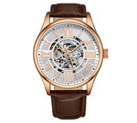 STÜHRLING Original Men's Atrium 3942 Automatic Wrist watch Skeletonized Dial 42mm Case Leather Band in Brown STÜHRLING Original Brown One Size