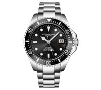 STÜHRLING Original Men's Depthmaster 4048 Dive Watch Japanese Automatic 42mm Stainless Steel Link Bracelet in Black STÜHRLING Original Black One Size