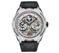 STÜHRLING Original Men's Dual Time Automatic Navigator Watch, 46mm Stainless Steel Case, Dual Time, Skeleton Dial, Sun/Moon Phase Indicator in Silver STÜHRLING Original Silver One Size