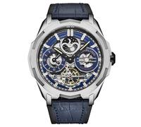 STÜHRLING Original Men's Dual Time Automatic Navigator Watch, 46mm Stainless Steel Case, Dual Time, Skeleton Dial, Sun/Moon Phase Indicator in Blue STÜHRLING Original Blue One Size