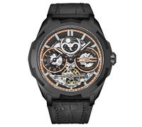 STÜHRLING Original Men's Dual Time Automatic Navigator Watch, 46mm Stainless Steel Case, Dual Time, Skeleton Dial, Sun/Moon Phase Indicator in Black STÜHRLING Original Black One Size