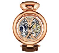STÜHRLING Original Men's Emperor's Grandeur 3919 Automatic dual-time Watch 49mm Skeleton Dial in Rose Gold STÜHRLING Original Rose Gold One Size