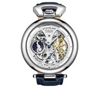 STÜHRLING Original Men's Emperor's Grandeur 3919 Automatic dual-time Watch 49mm Skeleton Dial in Silver STÜHRLING Original Silver One Size