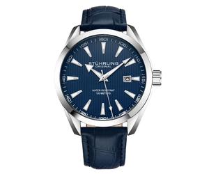 STÜHRLING Original Men's Forte 3953L Quartz Watch 42MM Case Leather Band in Blue STÜHRLING Original Blue One Size