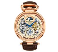 STÜHRLING Original Men's Modena Dual Time Automatic 46mm Skeleton Watch with Leather Band in Rose Gold STÜHRLING Original Rose Gold One Size