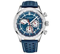 STÜHRLING Original Men's Monaco Quartz 42mm Chronograph Watch with Leather Band in Blue STÜHRLING Original Blue One Size