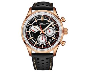 STÜHRLING Original Men's Monaco Quartz 42mm Chronograph Watch with Leather Band in Rose Gold STÜHRLING Original Rose Gold One Size