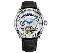 Presidia 943A Dual Time Automatic Watch 42mm Case Skeleton Dial Leather Strap STÜHRLING Original Silver One Size