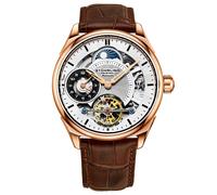 STÜHRLING Original Men's Presidia 943A Dual Time Automatic Watch 42mm Case Skeleton Dial Leather Strap in Rose Gold STÜHRLING Original Rose Gold One Size