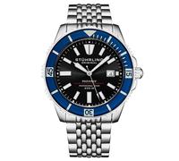 STÜHRLING Original Men's Swiss Automatic Depthmaster Radiance Diver Watch Stainless Steel Case w/ rotating Unidirectional Bezel & Stainless Steel STÜHRLING Original Blue One Size