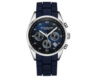 STÜHRLING Original Men's Tempo Chronograph Watch 42mm Case, Silicone Strap, Date Water Resistant 4059 in Blue STÜHRLING Original Blue One Size