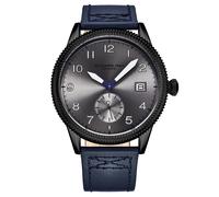 STÜHRLING Original Men's The Wingman Aviator Quartz Watch with Calfskin Leather Strap in Grey STÜHRLING Original Grey One Size