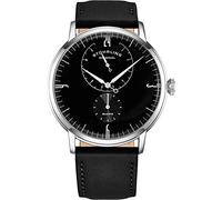 Stührling Original Mens Watches Horween Brown Leather Watch Band - Minimalist Analog Dress Watch - Wrist Watch Domed Crystal - Mens Watch - 24 Hour Subdial- Watches for Men (Black)
