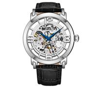 STÜHRLING Original Men's Winchester Automatic 42 mm Skeleton Watch with Leather Band in Silver STÜHRLING Original Silver One Size