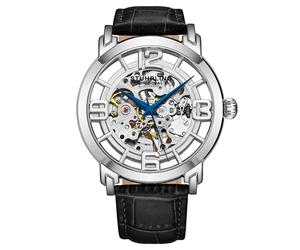STÜHRLING Original Men's Winchester Automatic 42 mm Skeleton Watch with Leather Band in Silver STÜHRLING Original Silver One Size