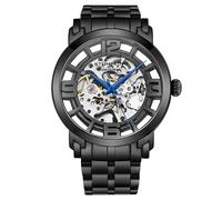 STÜHRLING Original Men's Winchester Automatic 42 mm Skeleton Watch with Stainless Steel Link Bracelet in Black STÜHRLING Original Black One Size