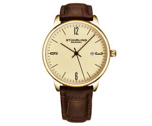 STÜHRLING Original Rasa Men's Classic Quartz Date Watch with Leather Strap in Ivory STÜHRLING Original Ivory One Size