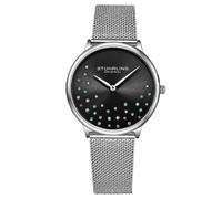 Symphony 3928 Wrist Watch Quartz 35mm Case with Crystal Studded Dial and Stainless steel Mesh bracelet STÜHRLING Original Black One Size