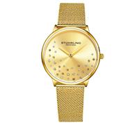 Stuhrling Original Womens Watch Krystal Analog Watch Dial, Stainless Steel Mesh Bracelet 3928 Watches for Women Collection (Gold)