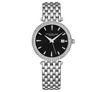 Stührling Original Symphony 3929 Women's Quartz Crystal Studded Watch With Stainless Steel Bracelet In Black Black One Size