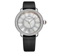 STÜHRLING Original Women's Aurelia 4068 40mm Quartz Watch - MOP Dial, Satin Leather Strap in Silver