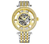STÜHRLING Original Women's Delphi 3944 Automatic Skeleton Wrist Watch 38mm Case Stainless steel link bracelet in Gold