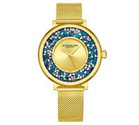 STÜHRLING Original Women's Elegant Gem-Accented Quartz Watch with Stainless Steel Mesh Bracelet in Gold