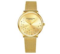 Stuhrling Original Womens Watch Krystal Analog Watch Dial, Stainless Steel Mesh Bracelet 3928 Watches for Women Collection (Gold)
