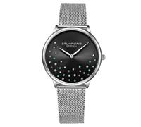 Symphony 3928 Wrist Watch Quartz 35mm Case with Crystal Studded Dial and Stainless steel Mesh bracelet STÜHRLING Original Black One Size