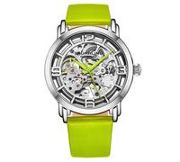 STÜHRLING Original Women's Winchester Automatic Skeleton Watch with Satin Twill Strap in Green