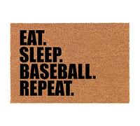 STUEJW Doormat Front Door Mat New Home Closing Housewarming Gift Eat Sleep Baseball Repeat 16x24 inch