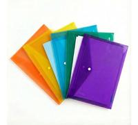 Stuff 4 Office A4 Clear Plastic Document Wallets with Label Pocket | Durable Waterproof Folder for Papers, Reports, School & Office Filing | Assorted Colours for Organisation | Packs of 15, 25, 50
