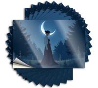Stuff For Boys Room A Woman In A Long Dress Standing Under A Crescent Moon Stickers 10Pcs Funny Room Signs Metal Signs Vintage Funny(12X18CM)