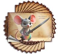 Stuff For Boys Room Brave Mouse Warrior With Rainbow Tail Holding Sword Stickers 10Pcs Funny Room Signs Metal Signs Vintage Funny(12X18CM)