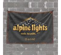 Stuff for Your Room Alpine Lights: A Mountain-Themed Tea Pub Logo Design Tapestry Man Cave Decorations Funny House Decor(100X150CM)