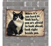 Stuff for Your Room Cat Wisdom: Facing Forward with Courage Tapestry Outdoor Bar Decor Bedroom Decor for Teens(100X150CM)