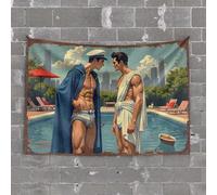 Stuff for Your Room City Poolside Encounters: A Classic Swimwear Tale Tapestry Cave Man Bar Men Decor(75X100CM)