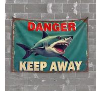 Stuff for Your Room Dangerous Shark Warning: Keep Away from The Depths! Tapestry Outdoor Bar Decor Bedroom Decor for Teens(100X150CM)